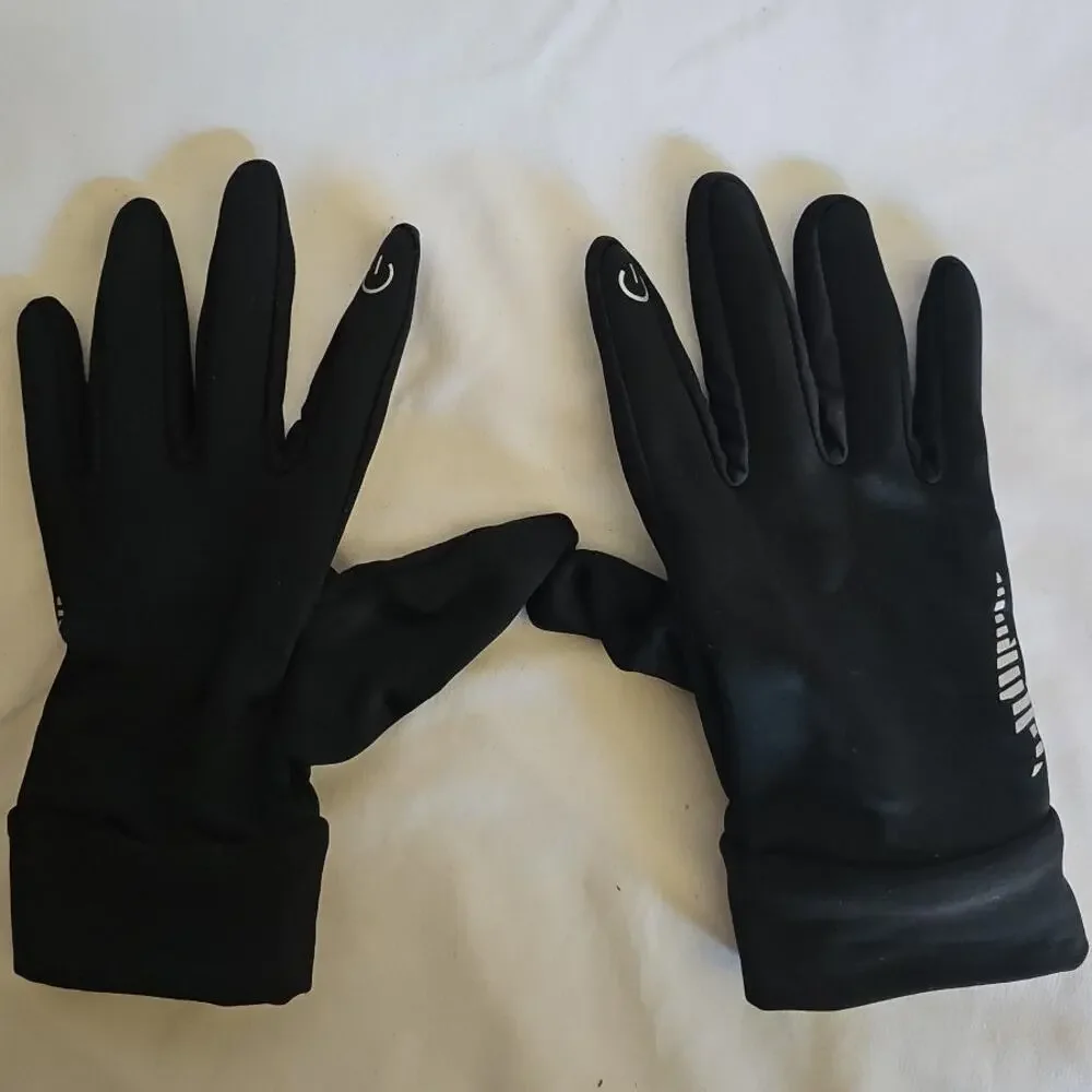 Fleece lined grip gloves for running football touch screen fingertip adult large